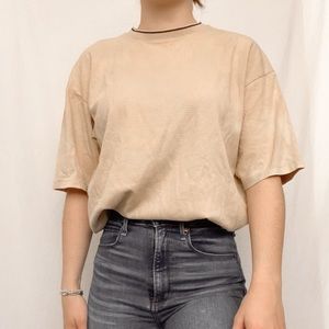 Claiborne Waffle Knit Front Tan T Shirt